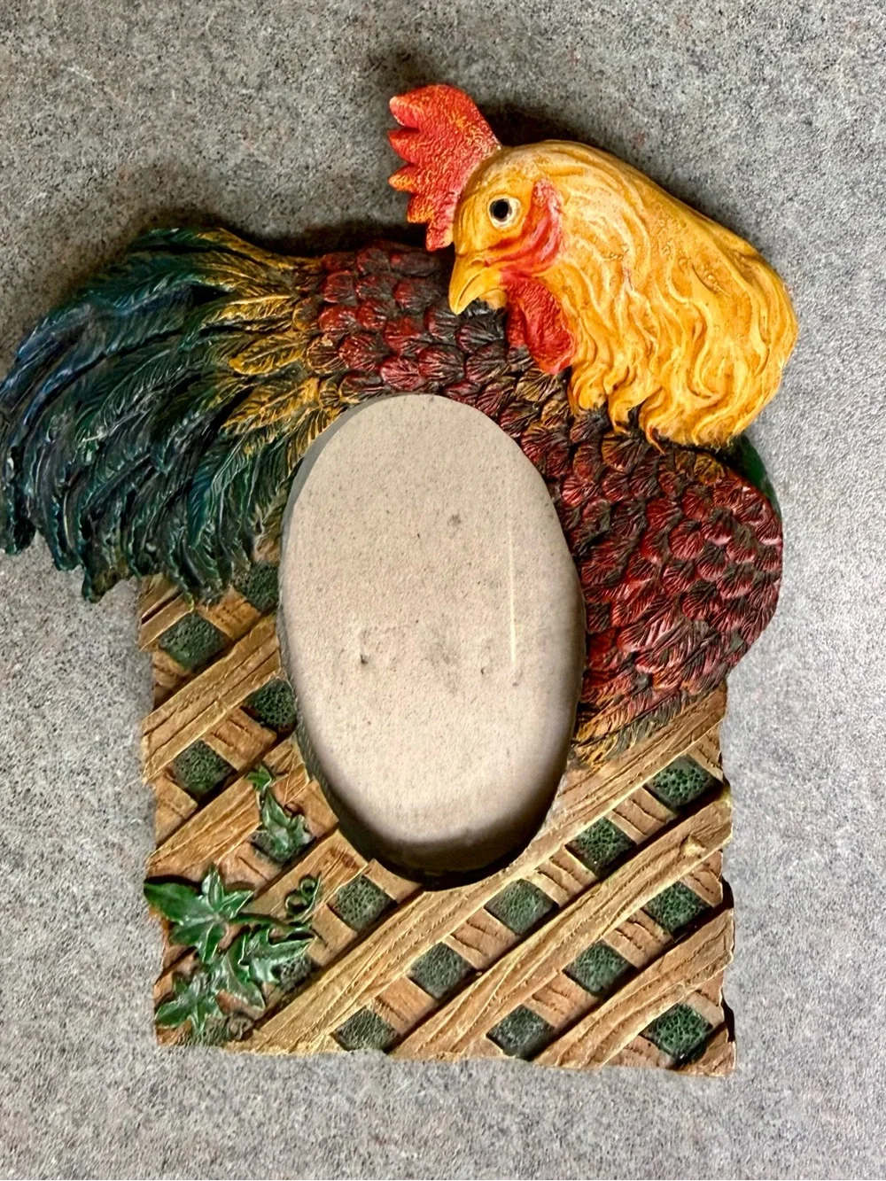 Rooster and Hen 3D Shaped Photo Frame Pair - Colorful Farmhouse Décor